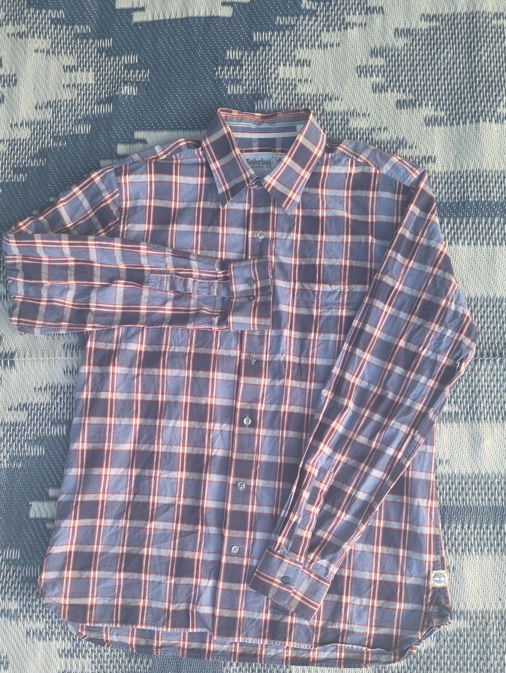 Timberland Plaid Button Down in Blue & Red Size Large
